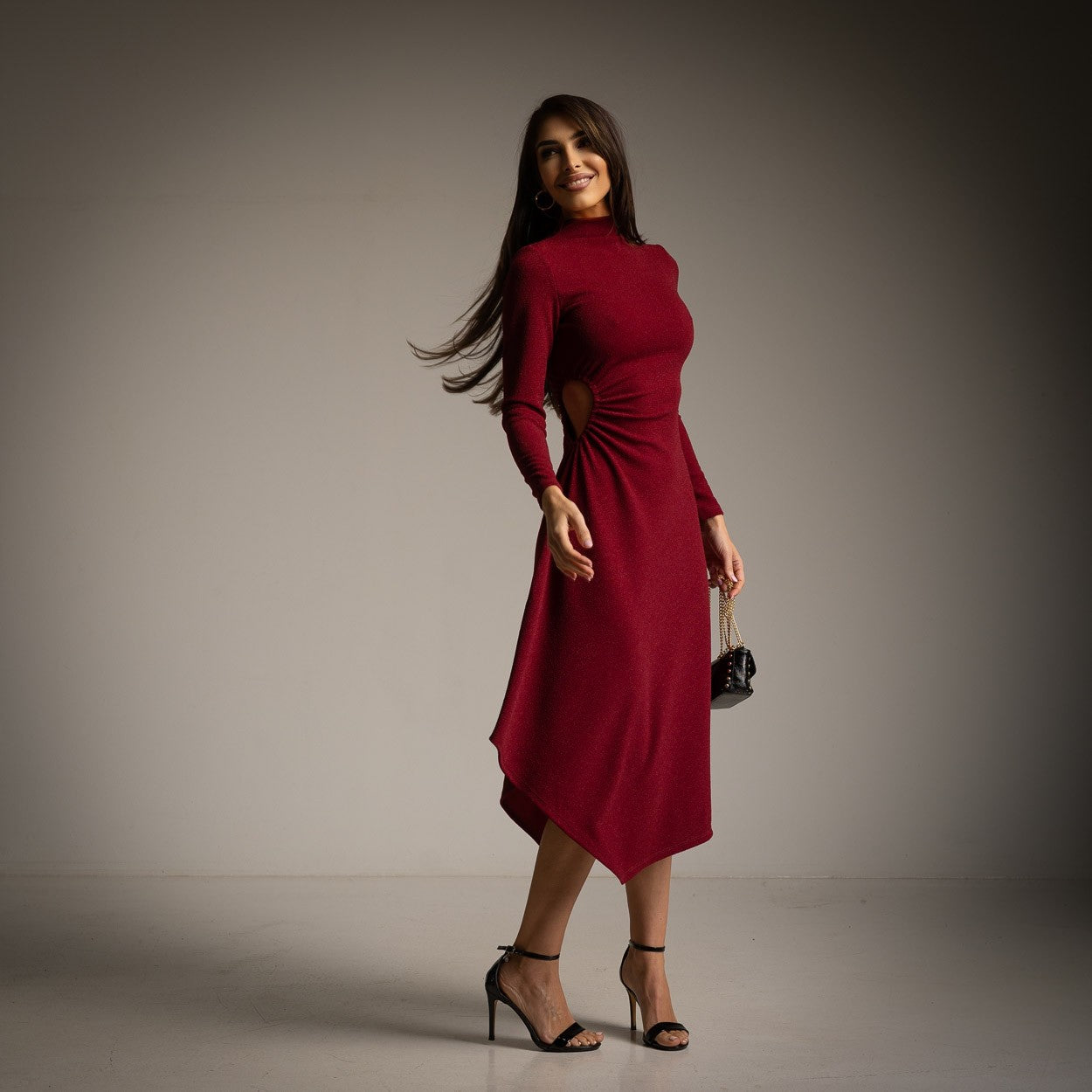 Vestido Largo Cut Out en Punto Lurex