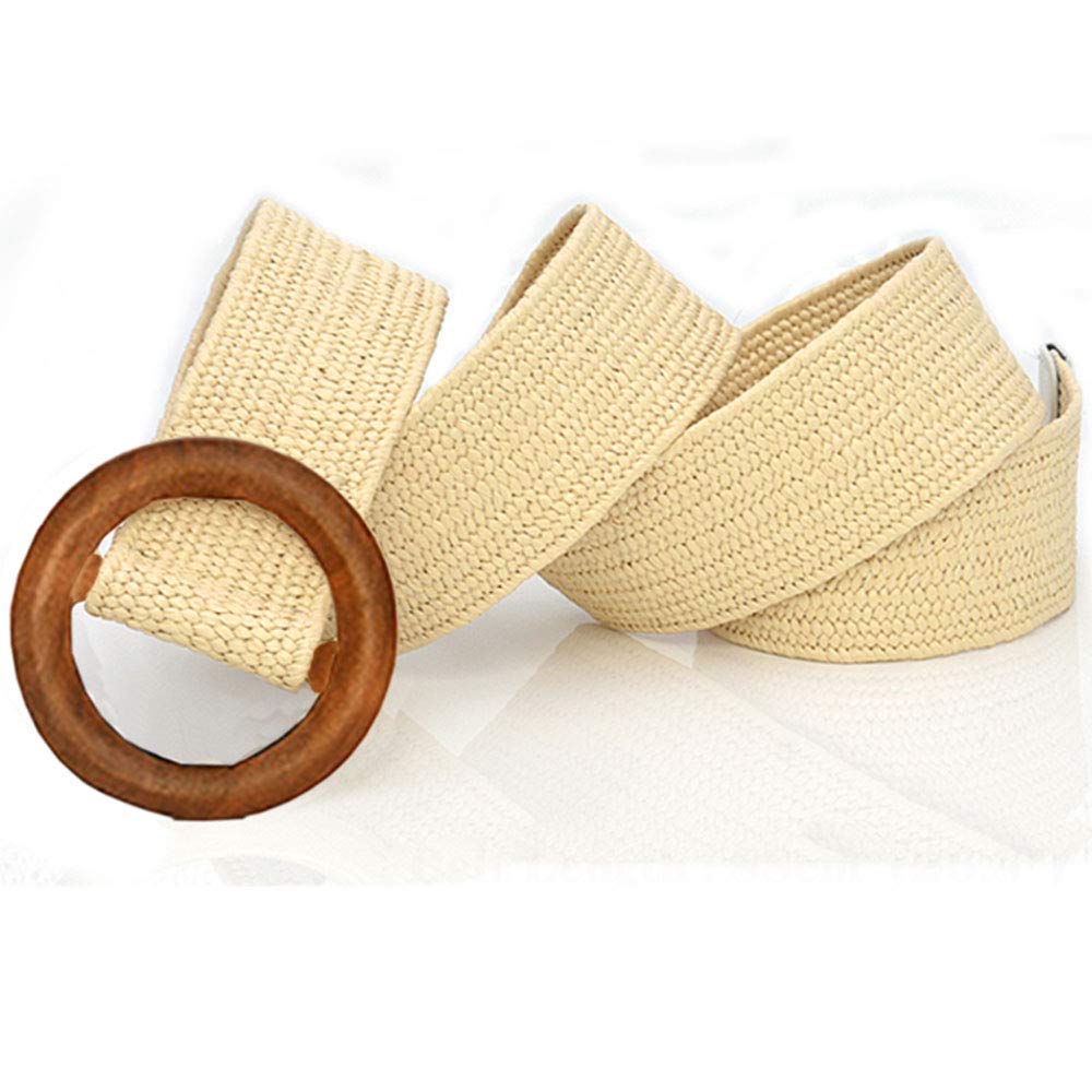 🌾 Cinturón de Verano en Rafia con Hebilla de Madera