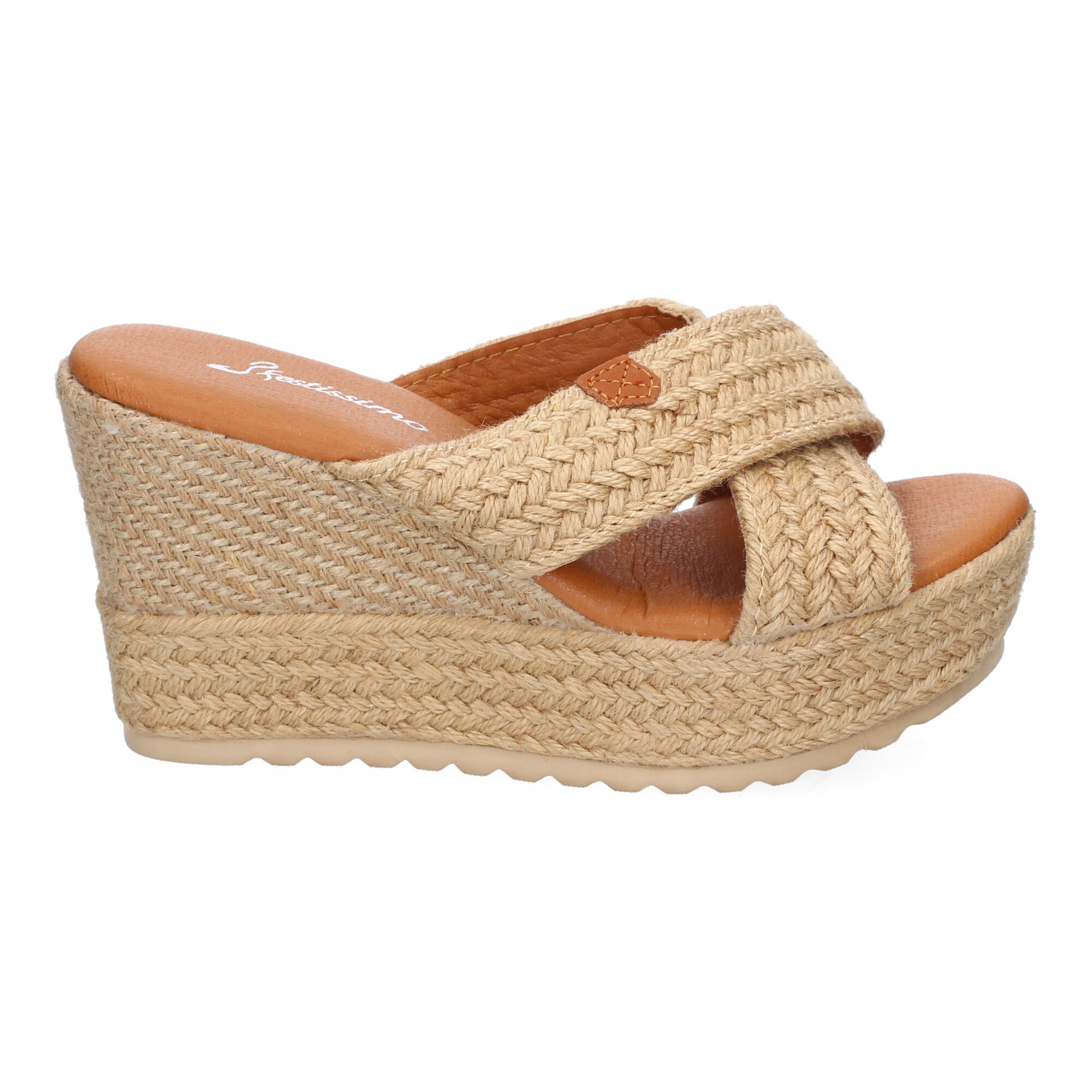 Sandalias de Cuña de Yute y tiras cruzadas para Mujer