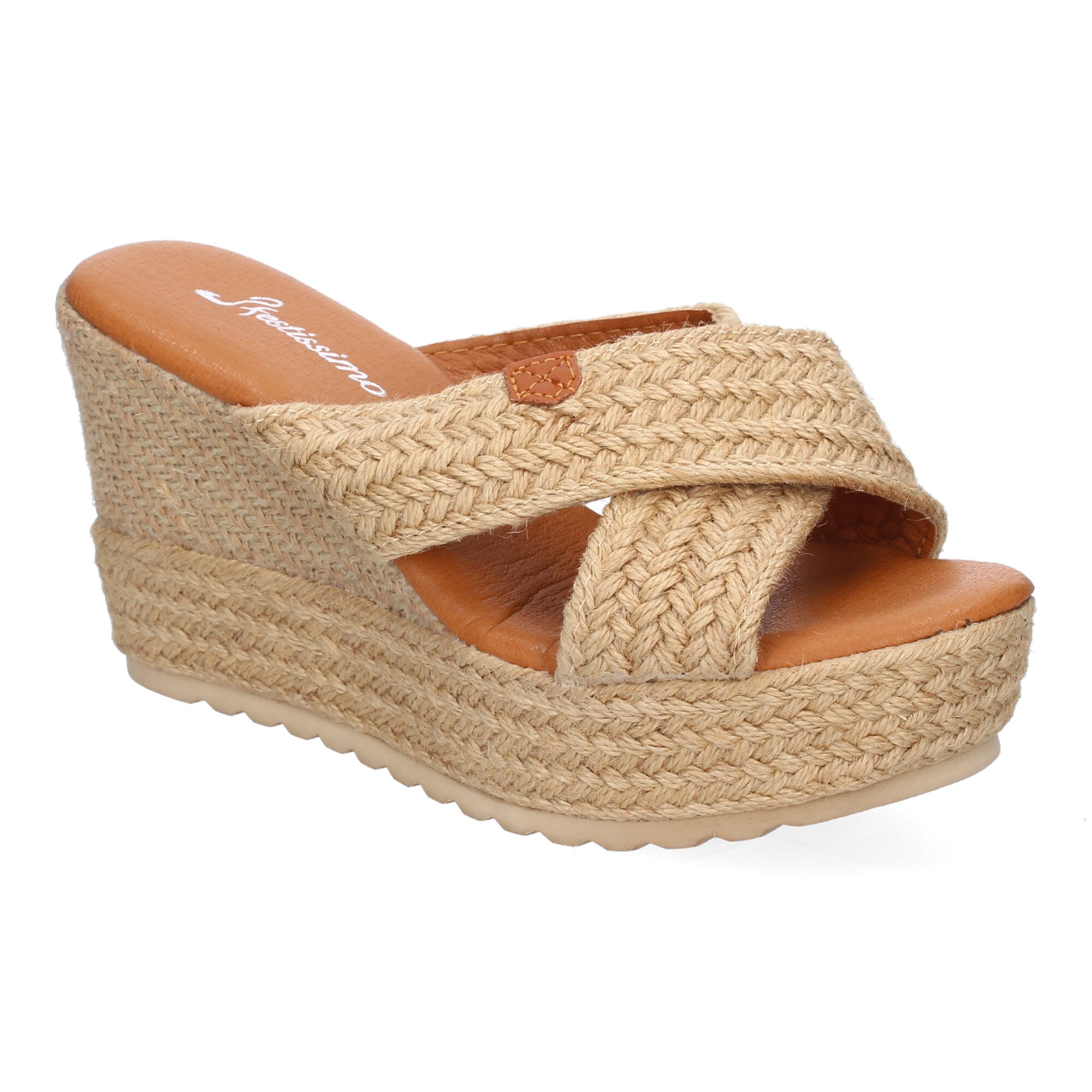 Sandalias de Cuña de Yute y tiras cruzadas para Mujer