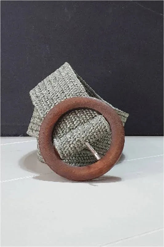 🌾 Cinturón de Verano en Rafia con Hebilla de Madera
