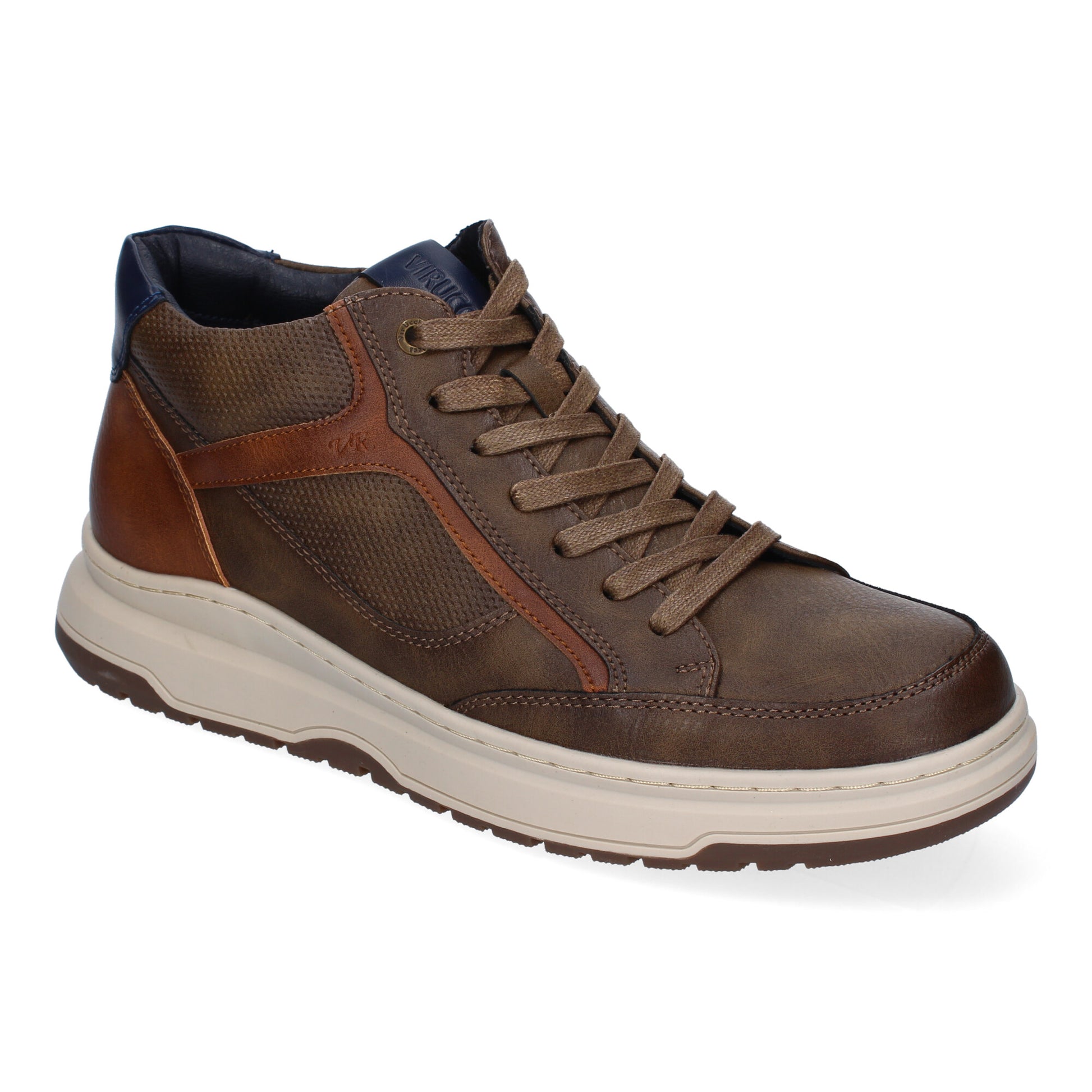 Zapatilla abotinada taupe con cordones y cremallera – estilo urbano con alma práctica