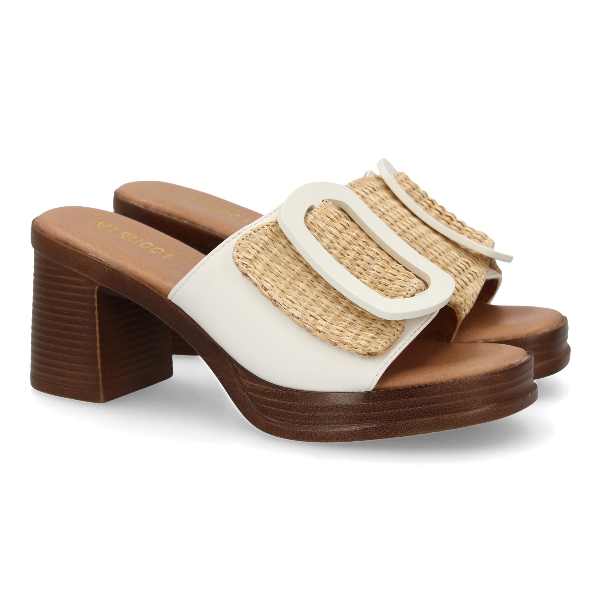 Zueco de Tacón Blanco para Mujer