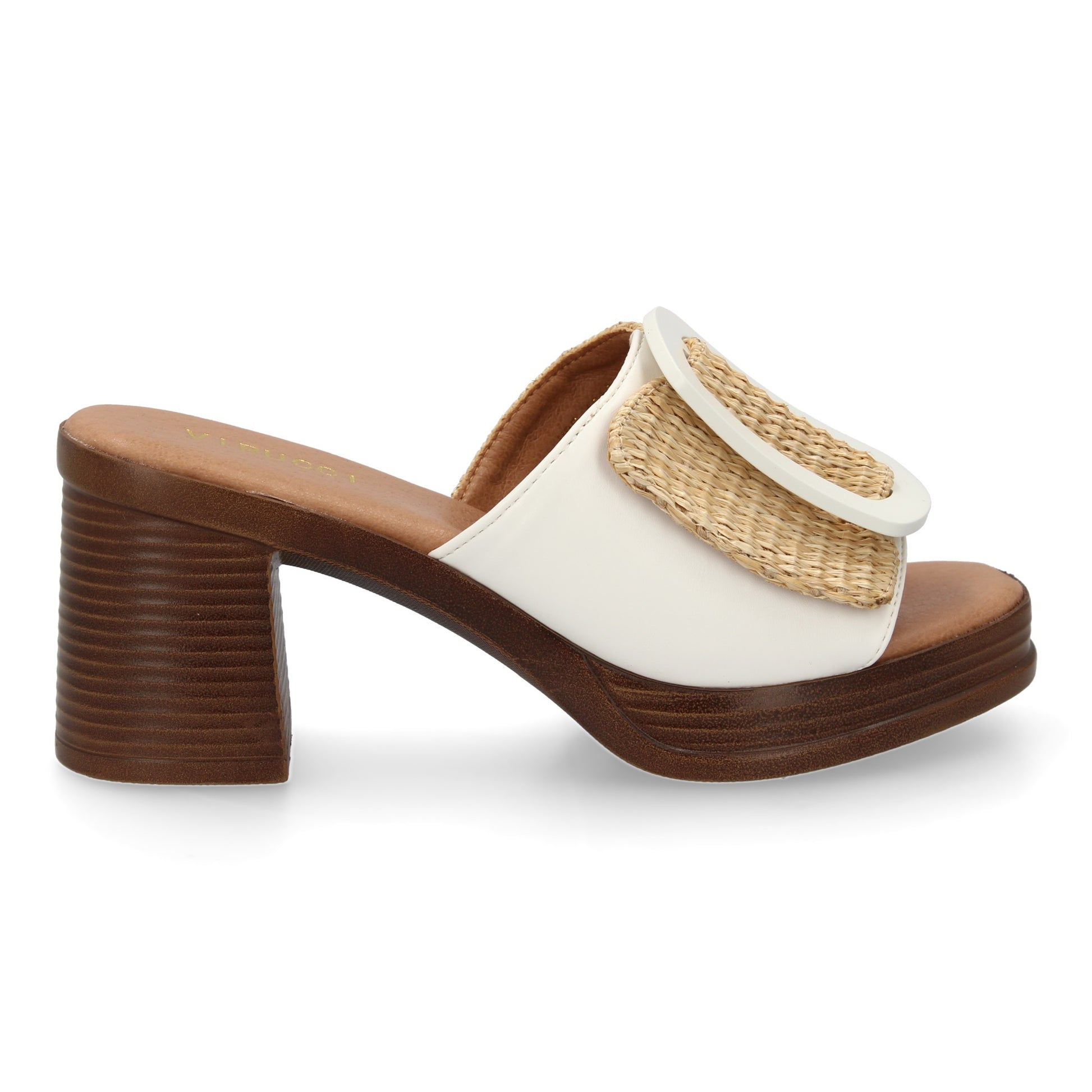 Zueco de Tacón Blanco para Mujer