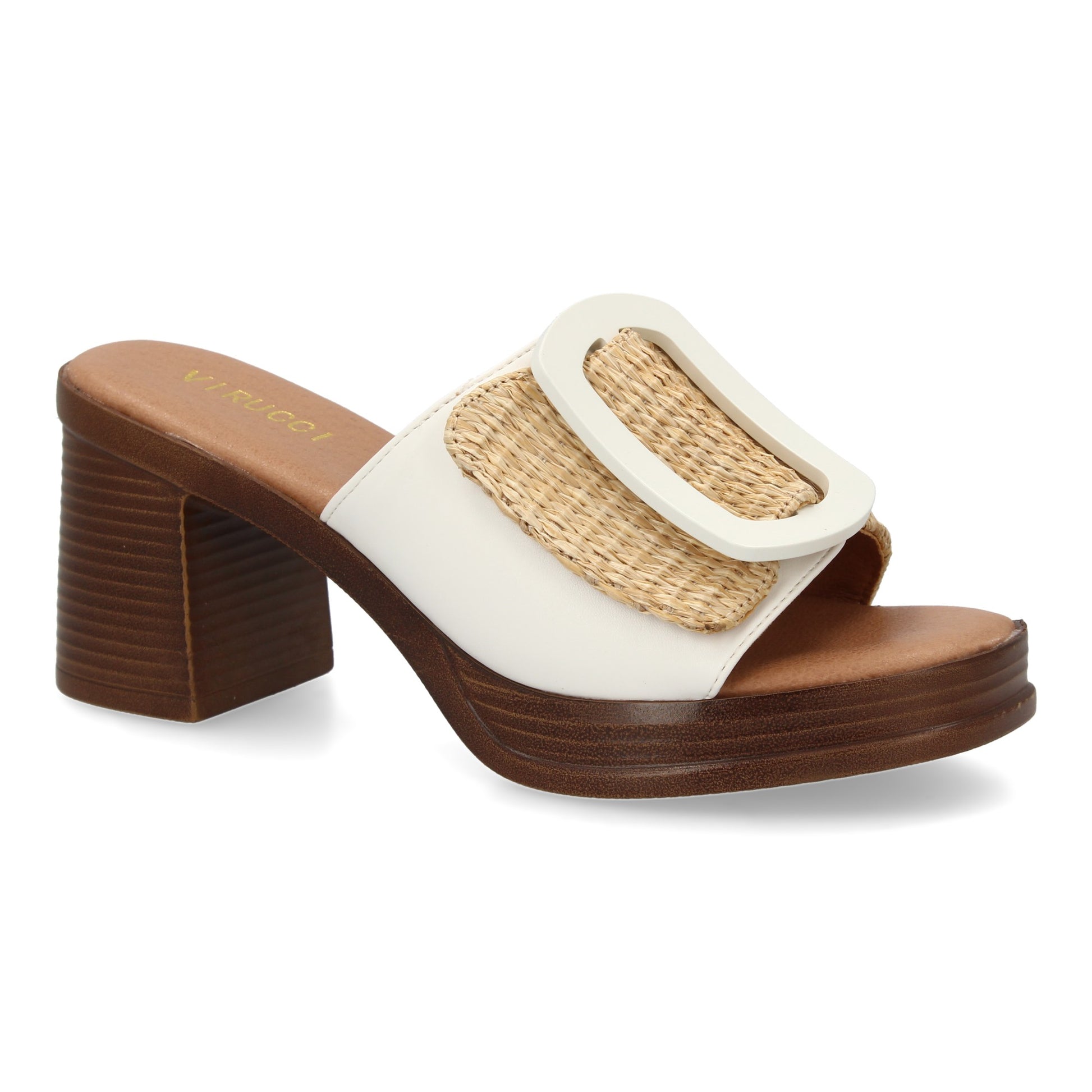 Zueco de Tacón Blanco para Mujer