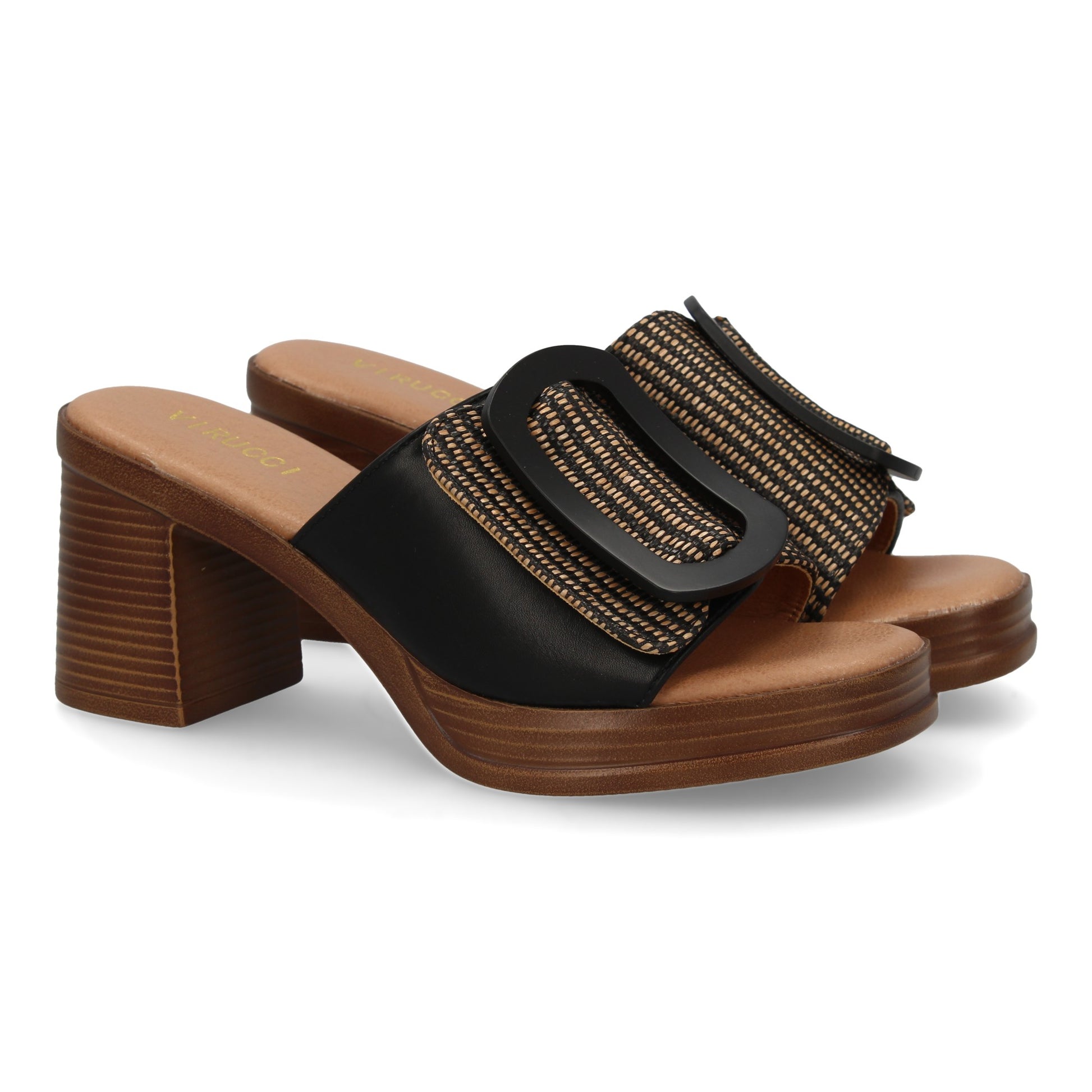 Zueco de Tacón Negro para Mujer