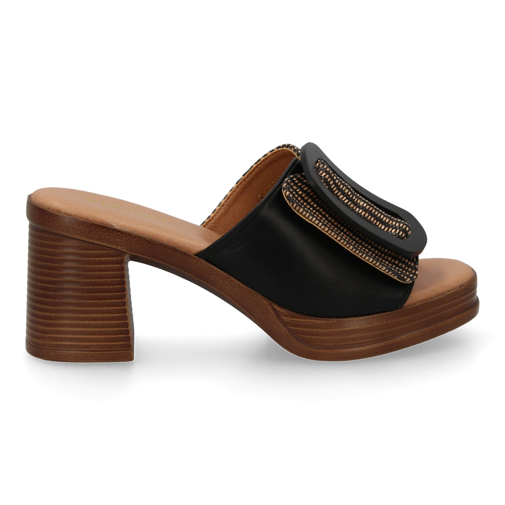 Zueco de Tacón Negro para Mujer