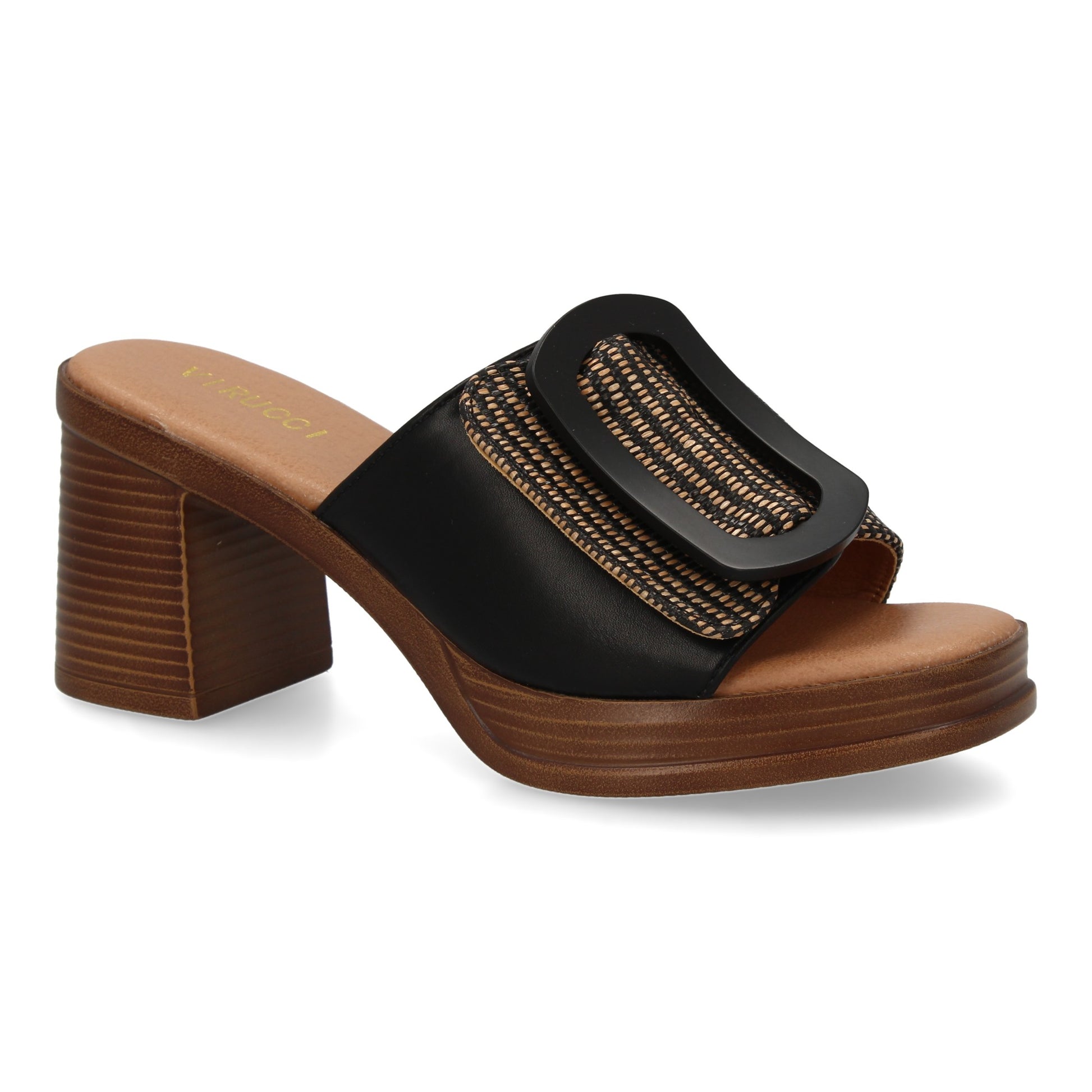 Zueco de Tacón Negro para Mujer