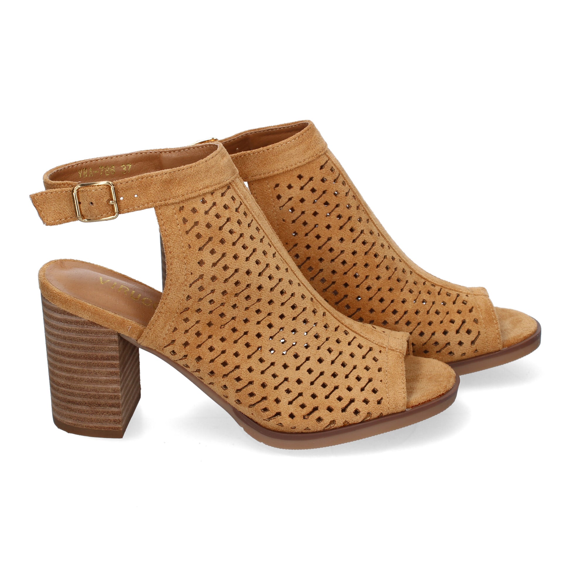 Sandalia de Tacón para Mujer en Color Cuero