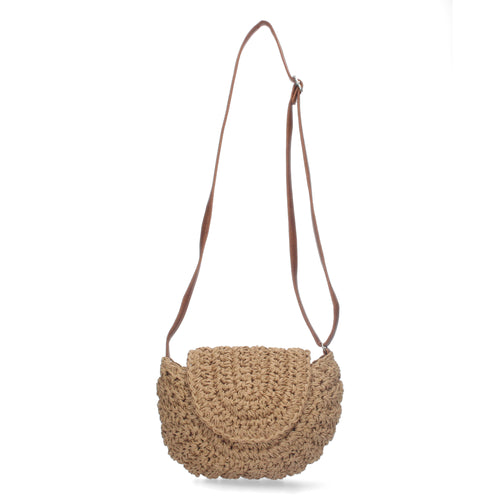 Bolso Bandolera de Rafia Camel